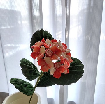 [新顏色] 舊佈朱紅色一輪系列繡球花