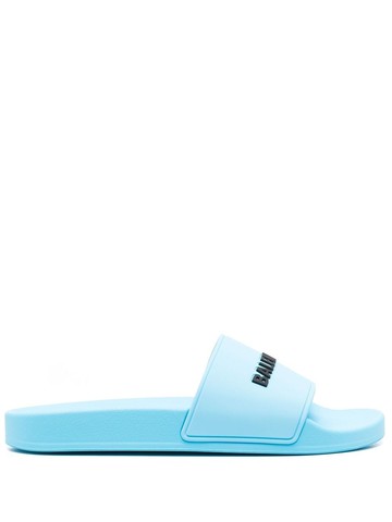 Balenciaga - raised-logo slides - women - Silicone/Rubber/Rubber - 39 - Blue