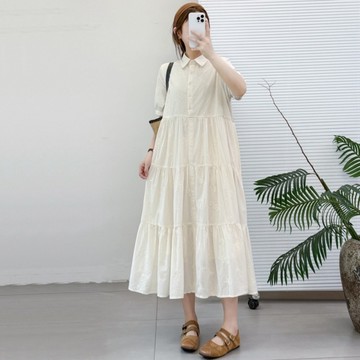 ＊ORead＊日系森女拼接連身裙(米白色F碼)