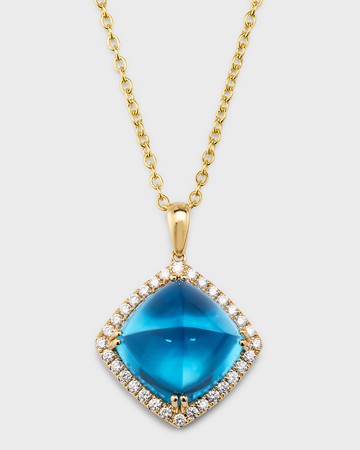 18K Yellow Gold Pendant with Swiss Blue Topaz and Diamonds, 11.74tcw