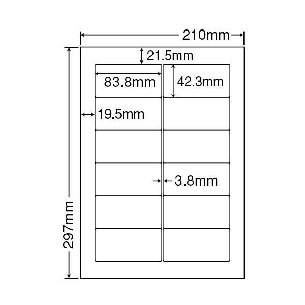 東洋印刷東洋印刷 ナナワード 粘着ラベル 白 A4 12面 1セット（500シート入×5箱） LDW12PG