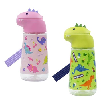 Skater 恐龍吸管水壺420ml(綠/粉)