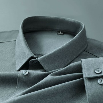 【新款熱賣】高端垂感輕奢寸衫羊毛磨毛襯衣長袖襯衫免燙翻領開衫中年爸爸裝男