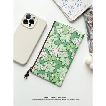 2025新款棉布橫款手機包女可愛便攜手機套防塵防摔長款拉鏈手機袋