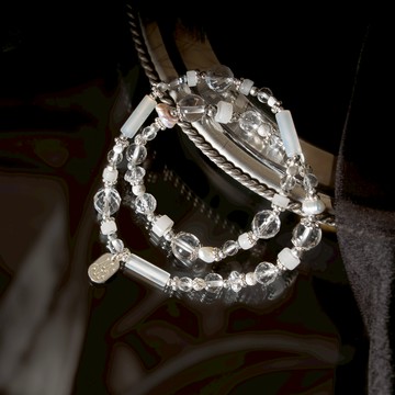 零下｜白玉髓白水晶雙圈手鍊 C1754