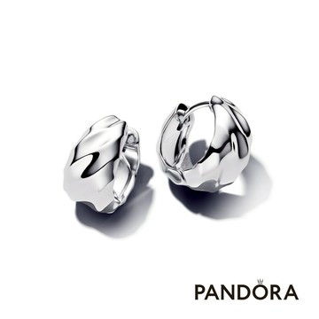 [客製化卡片]Essence系列✨【Pandora官方直營】自然波紋寬版耳環圈-925銀。生日。祝福。感謝