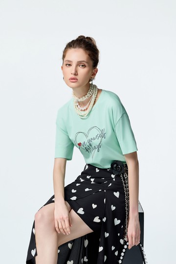 愛自己標語印花寬版上衣