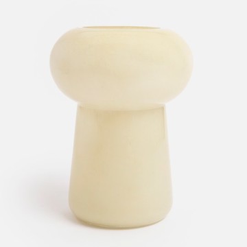 奧可利玻璃花器24cm 圓潤造型米白