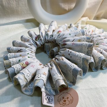 發裁手作。Facai Handmade 漾層系小丑領_晴藍小花