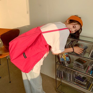 包包女 2026新款韓國小衆帆布包 大容量 四色糖果色系 通勤學生單肩包