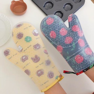 廚房隔熱手套微波爐耐高溫雙層防燙硅膠烘焙專用防滑防水烤箱手套