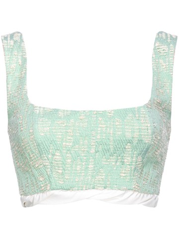 PINKO - jacquard-design cropped top - women - Cotton/Metallic Fibre/Polyamide/Cotton/Polyester - 44 - Green