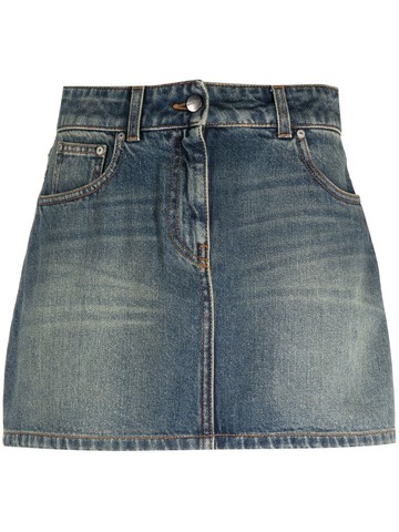 Palm Angels - star-motif denim mini skirt - women - Cotton/Leather - 28 - Blue