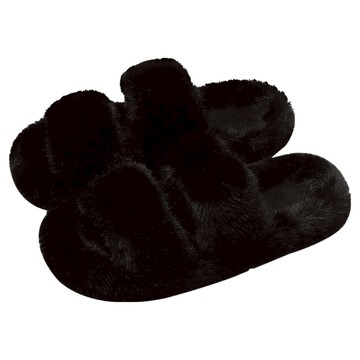 iSFun 1字絨面 保暖室內外穿兩用拖鞋 39  黑色  1套  260mm