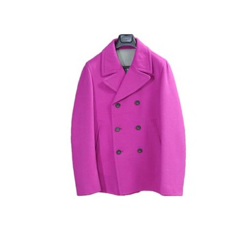 Jil Sander RafSimons 11AW玫紅雙色毛呢輕量化廓形羊絨大衣 IT48