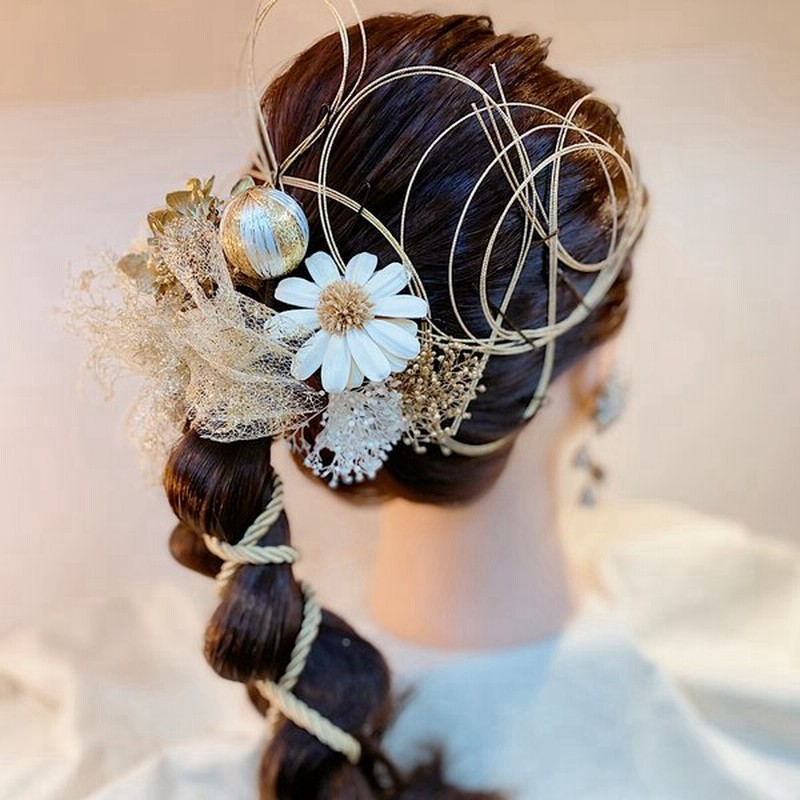 水引きマーガレット髪飾り 水引 水引き 金箔 紐 ゴールド水引き 卒業式 成人式 袴 ウエディング 通販 Lineポイント最大0 5 Get Lineショッピング