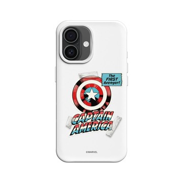iPhone 16 SolidX 白 - 迪士尼-漫威 Marvel - 漫威系列 - 美國隊長 – 復古盾牌