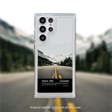 簡約透明適用于三星S22Ultra手機殼S21u風景插畫S22+全包防摔S21軟膠亞克力S20FE加厚保護套小眾