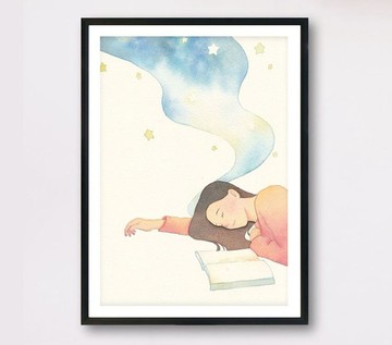 慢活女孩 - 歇息/ 印刷畫 (送紙畫框)