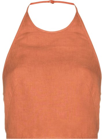 Three Graces - Savannah cropped top - women - Linen/Flax - 16 - Neutrals