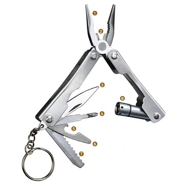 8 合 1 Multitool 多功能鉗子 - 帶 LED 燈的折疊袖珍工具