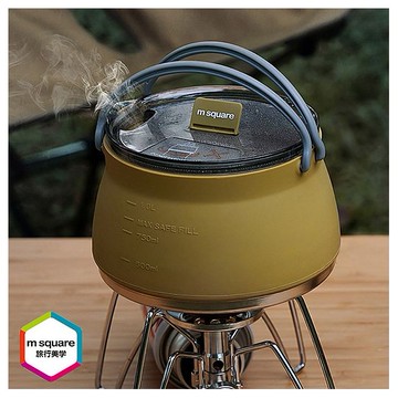 m square~矽膠摺疊水壺-大地色(1000ml)