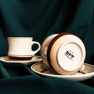 【KADOYA】昭和喫茶手繪古董風咖啡杯碟組