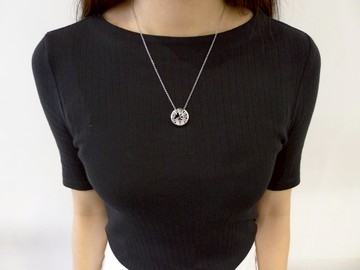 HK252~ 925銀香港維多利亞海港風景吊墜(20MM)連18吋銀頸鏈