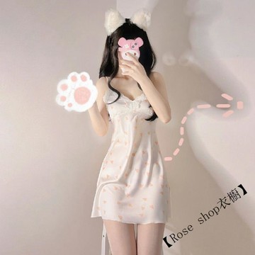 ins軟妹少女日系吊帶睡裙夏季薄款甜美可愛純欲學生家居服睡衣 睡裙 夏天睡衣 韓版睡衣 睡衣裙 連身睡衣
