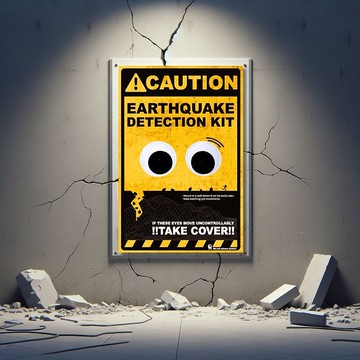懷舊鐵皮告示牌-地震偵測