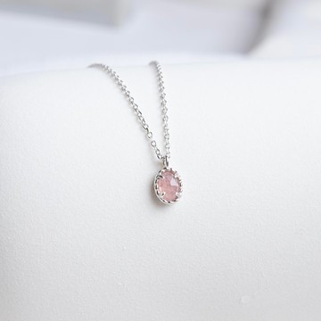 草莓晶925純銀麻花爪鑲設計項鍊