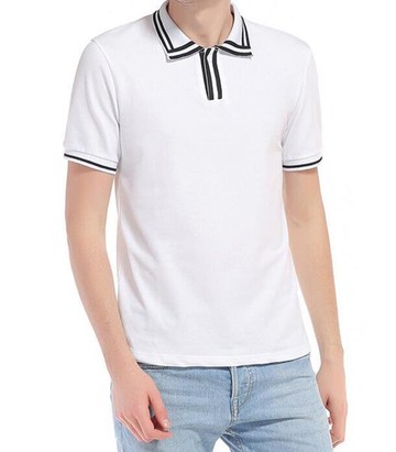 FINDSENSE MD 時尚 男 歐美 素面 翻領衣袖衣領拼條 POLO衫 大碼 休閒 打底短T 短袖T恤 特色短T