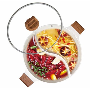 [家速配]KIYODO麥飯石鴛鴦鍋28cm(白色)