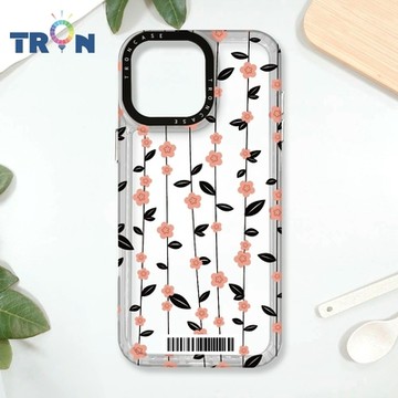 TRON iPhone 16 Pro Max 條紋透明小花A款 防摔太空載具殼 透白 軟硬 手機殼