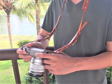 手工植蹂皮相机肩带 // 真皮相机背带 // 单肩快速减压肩带