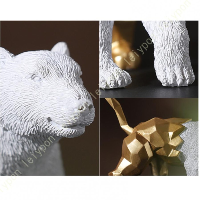 置き物 樹脂工芸品 フィギュア 現代彫刻デスク装飾 幾何 狼 とら 虎