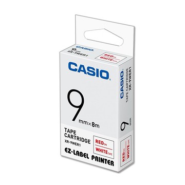 CASIO 卡西歐 XR-9WER1 9mm 白底紅字 標誌帶/標籤帶