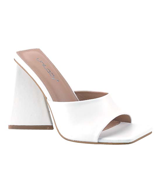 Unilady Women's Pumps WHITE - White Square-Toe Flare-Heel Sandal - Women