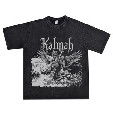 芬蘭旋律死亡金屬搖滾Kalmah沼澤之王入土樂隊水洗做舊T恤寬松