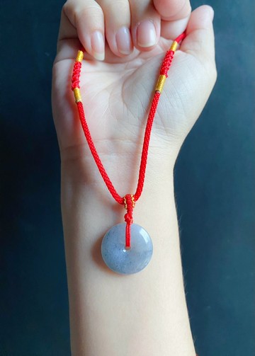 天然緬甸玉翡翠 烏雞水墨 平安扣 項鍊 禮物 小孩 大人 皆可調節