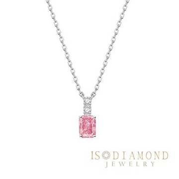IS DIAMOND IGI 50分 VVS 粉鑽 方形 鑽石項墜 花式車工(培育鑽石)
