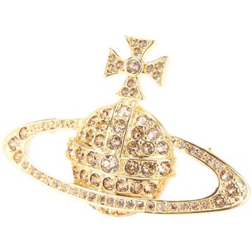 Vivienne Westwood Bas Relief 施華洛世奇水晶星球標誌金屬胸針(金色)