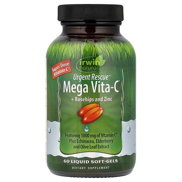 Irwin Naturals, Urgent Rescue®，超級維生素 C + 玫瑰果和鋅，60 粒液體軟膠囊