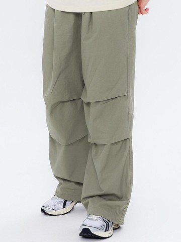 Cotton Wide Parachute Pants _ Khaki