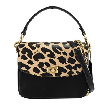 COACH CM571 Cassie 豹紋印花皮革轉釦兩用包.黑邊