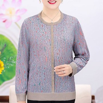 [米蘭精品] 現貨+預購 高級針織衫上衣秋冬毛衣寬鬆大碼休閒女裝百搭媽媽裝-長袖圓領印花女上衣3色74mo85