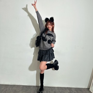 韓系櫻桃造型毛衣-灰【KT224742】