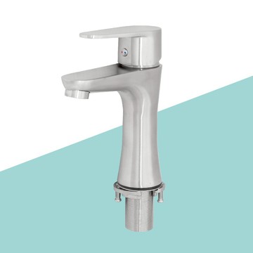 不銹鋼面盆單孔龍頭水龍頭單把手陽臺衛浴浴室高級不鏽鋼龍頭立式龍頭