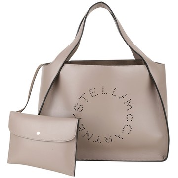 Stella McCartney Logo 大款雷射穿孔字母手提/肩背托特包(附萬用包/灰藕色)