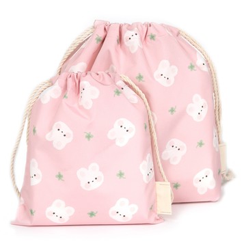 Semams 束口袋2件組  兔子  16 x 20cm + 26 x 23 x 7cm